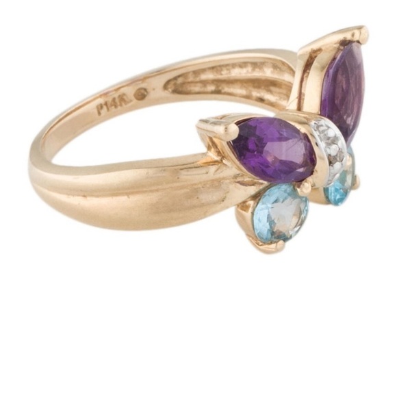 14K diamond butterfly ring - Picture 2 of 2